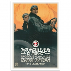 Vintage Promotional Poster - Automobile Club de Milano,1909