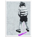 Street Art Poster - Boy Peeing Pink