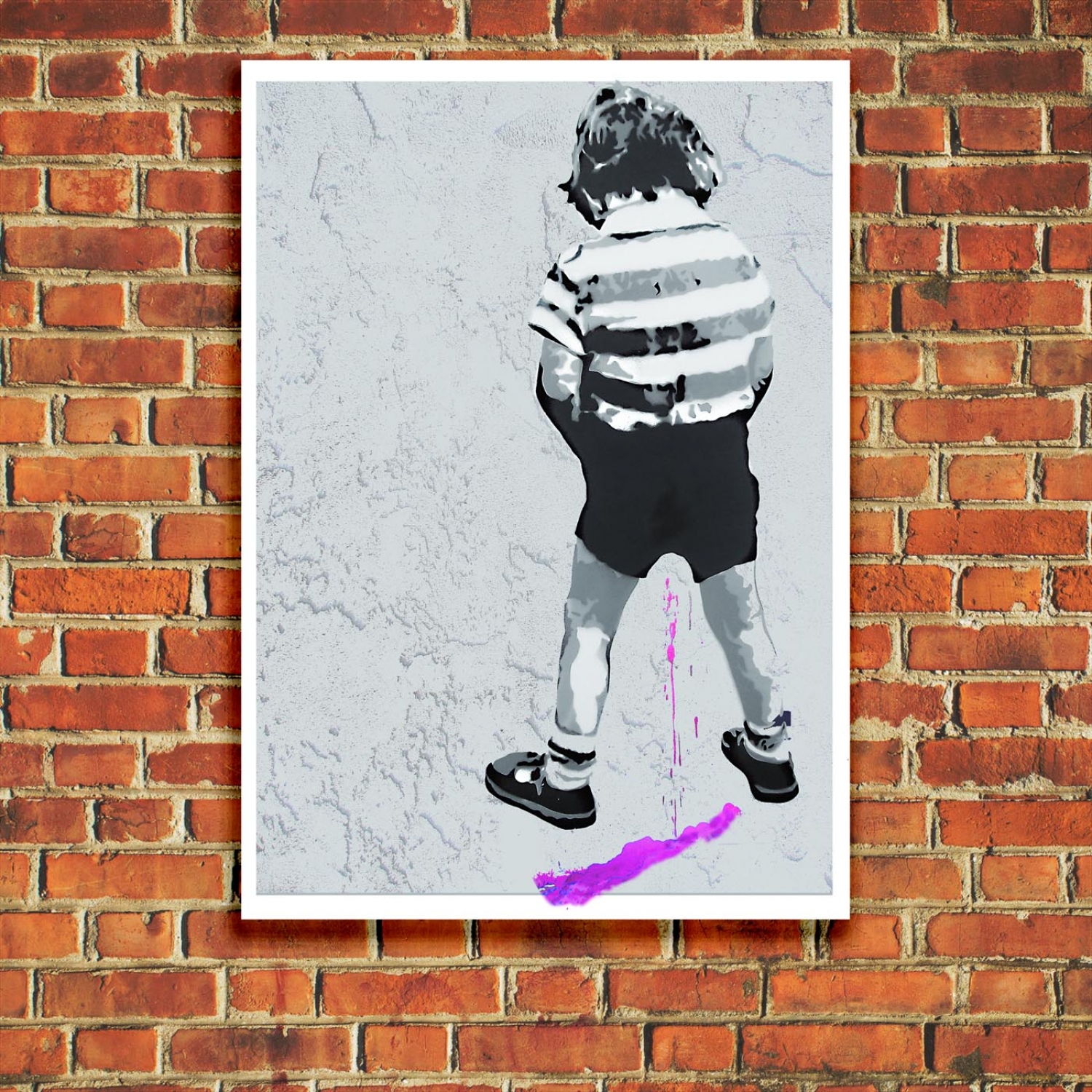 Boy Peeing Pink Pee | Street Art Poster | Just Posters