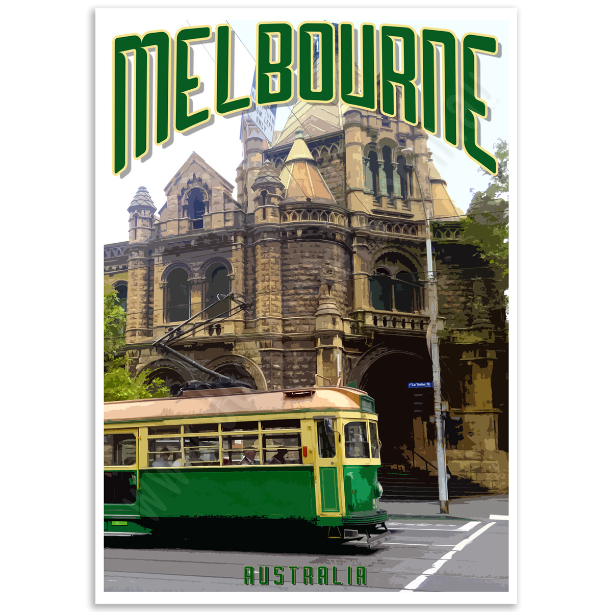 Melbourne Poster - Old Green Tram