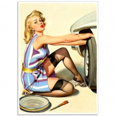 Pinup Girl Poster - Fixing a Flat