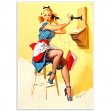 Pinup Girl Poster - On the Telephone