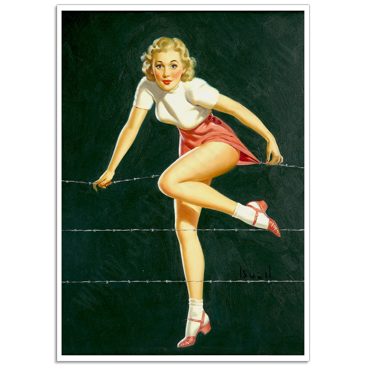 Girl On A Firemans Pole Retro Pinup Girl Poster Just Posters