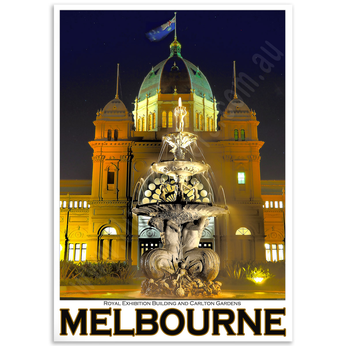 Melbourne Poster - Royal Exhibition Building Fountain