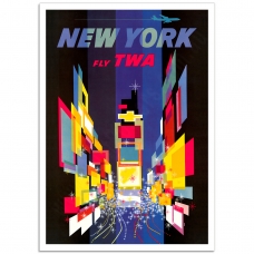 Vintage Travel Poster - TWA - New York - Times Square