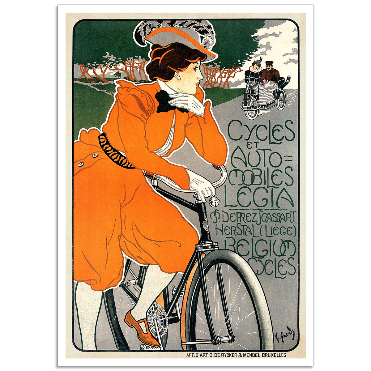 Vintage Bicycle Promotional Poster - Cycles et Automobiles Legia