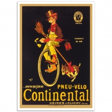 Vintage French Promotional Poster - Pneu-Velo Continental