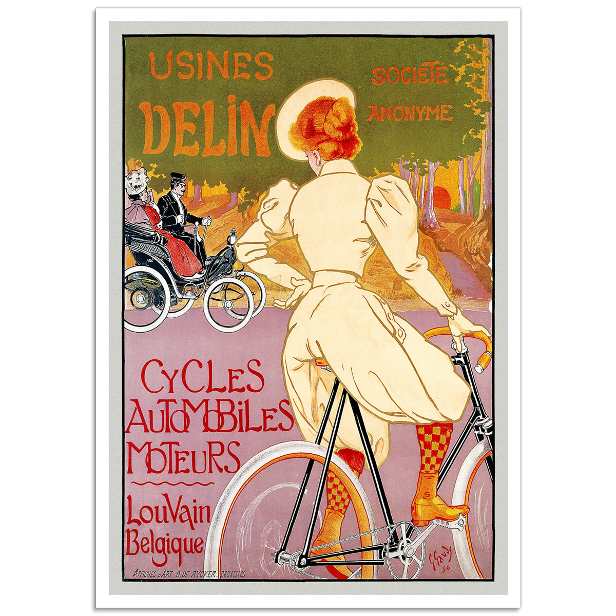 Vintage French Bicycle Poster - Usines Delin Bicycles